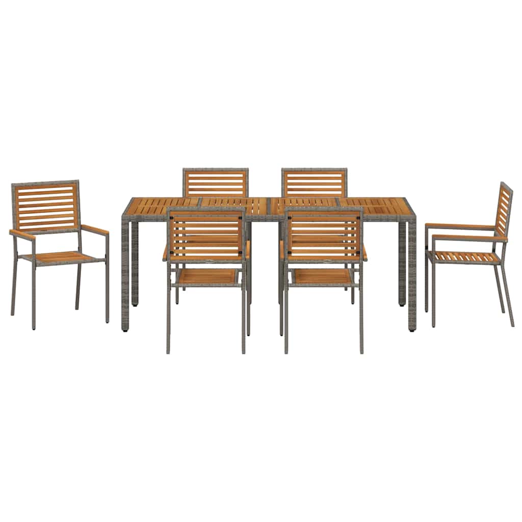 Garden Dining Set 7 pcs Grey and Brown Poly Rattan