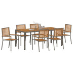 Garden Dining Set 7 pcs Grey and Brown Poly Rattan