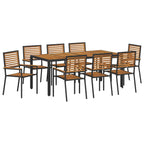 Garden Dining Set 9 pcs Black and Brown Poly Rattan