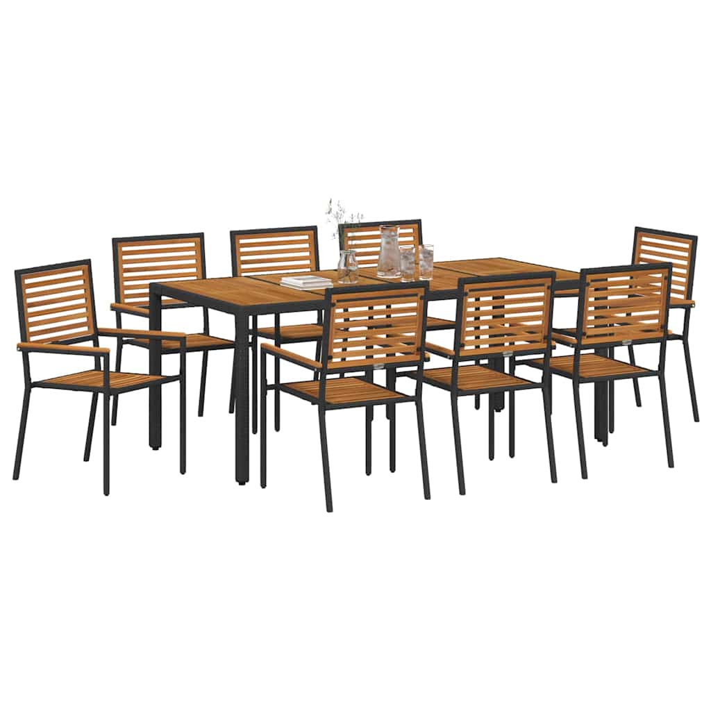 Garden Dining Set 9 pcs Black and Brown Poly Rattan