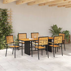 Garden Dining Set 7 pcs Black and Brown Poly Rattan