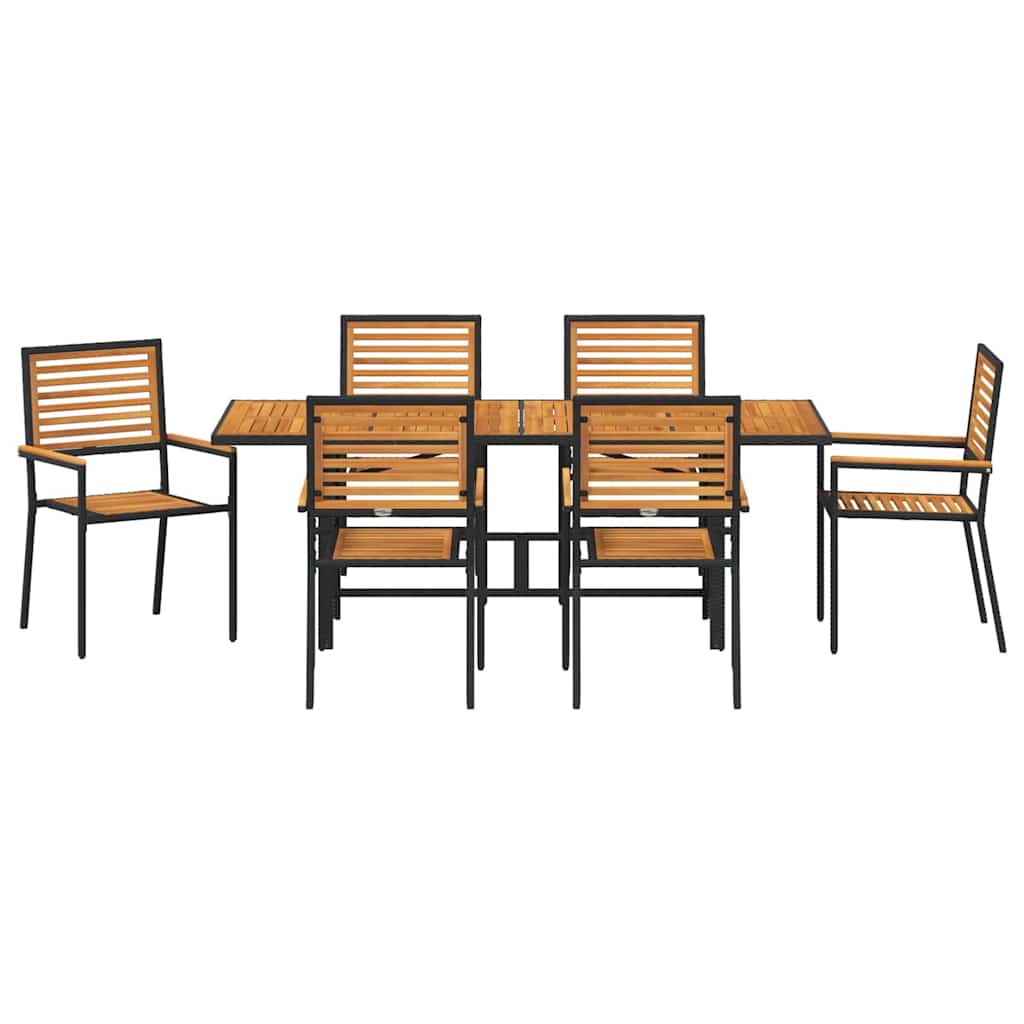 Garden Dining Set 7 pcs Black and Brown Poly Rattan