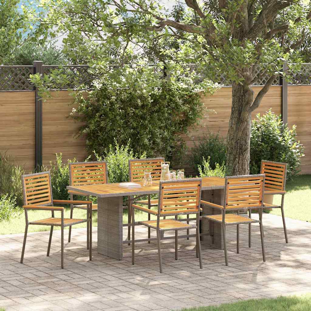 Garden Dining Set 7 pcs Grey and Brown Poly Rattan