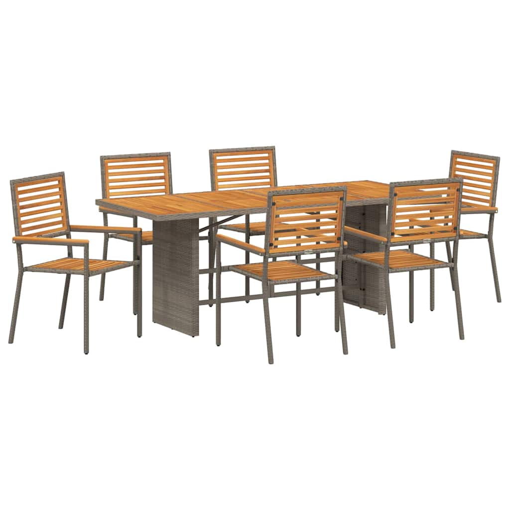Garden Dining Set 7 pcs Grey and Brown Poly Rattan