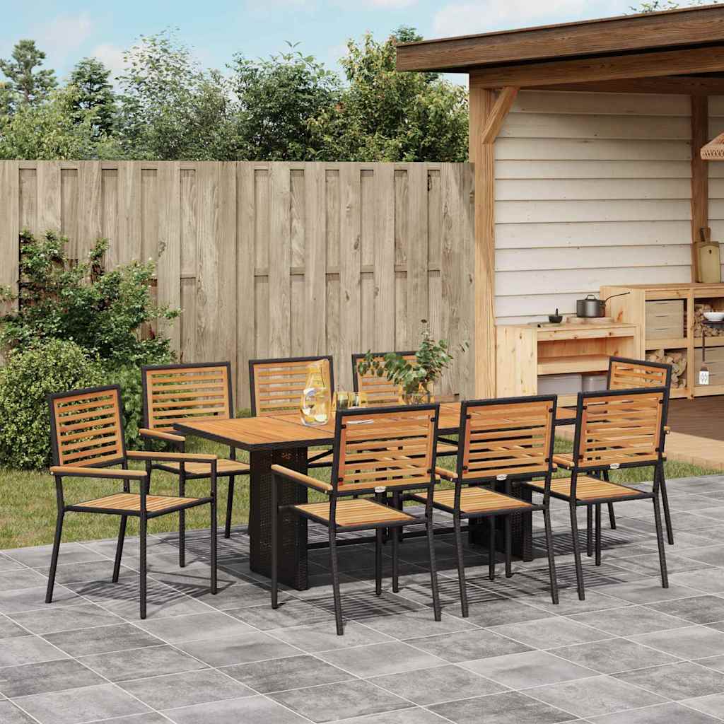 Garden Dining Set 9 pcs Black and Brown Poly Rattan