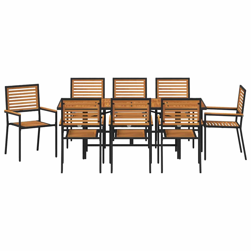 Garden Dining Set 9 pcs Black and Brown Poly Rattan