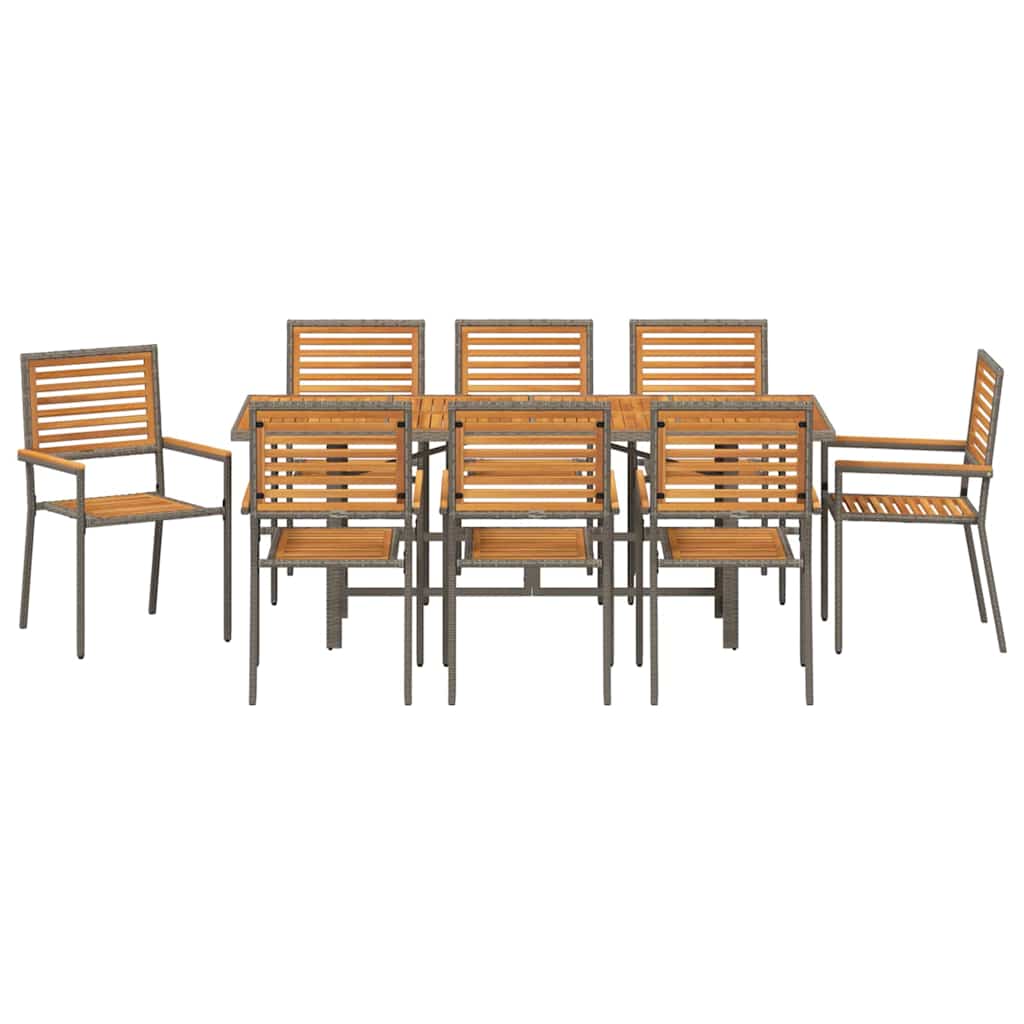Garden Dining Set 9 pcs Grey and Brown Poly Rattan