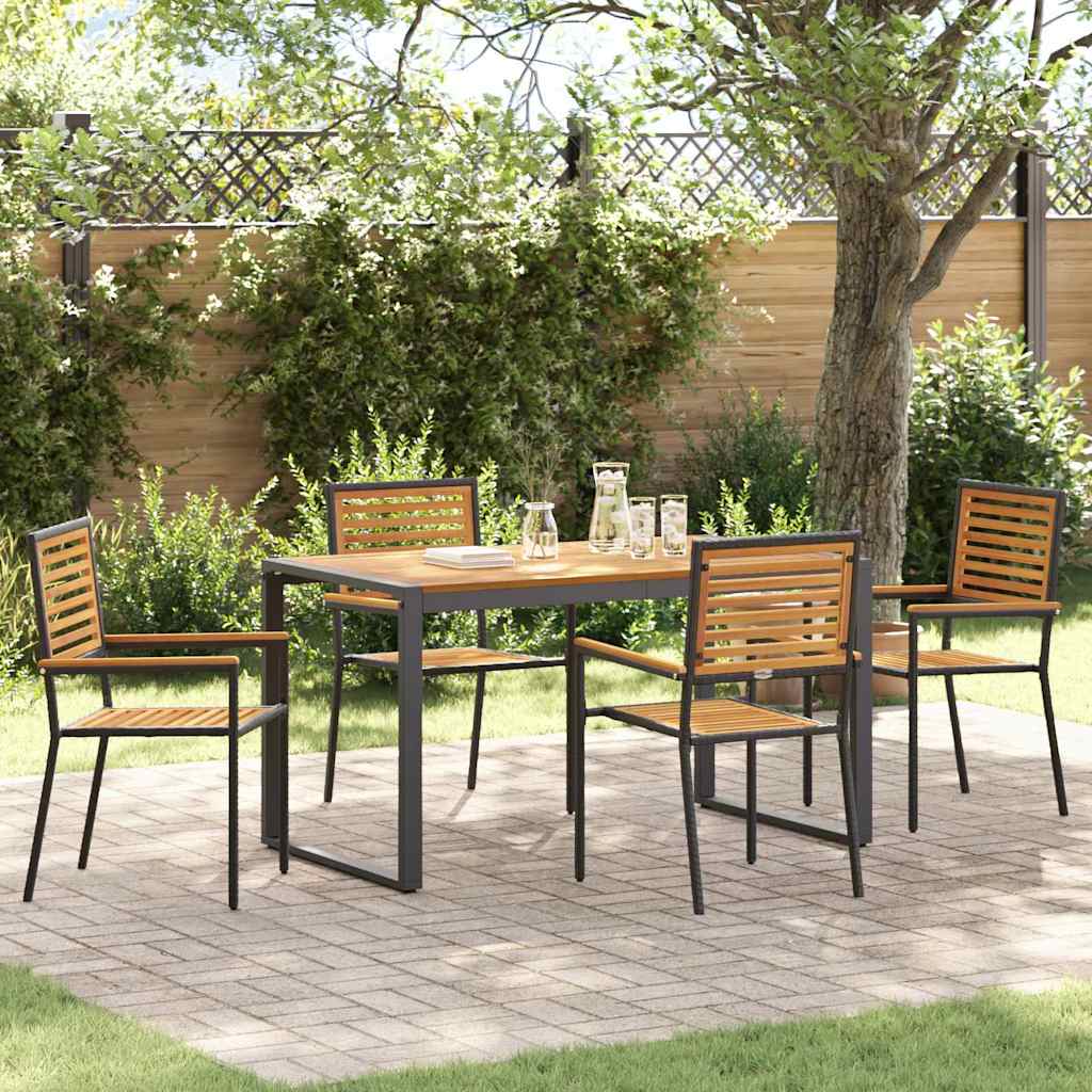 Garden Dining Set 5 pcs Black and Brown Poly Rattan
