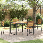 Garden Dining Set 5 pcs Black and Brown Poly Rattan