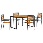 Garden Dining Set 5 pcs Black and Brown Poly Rattan