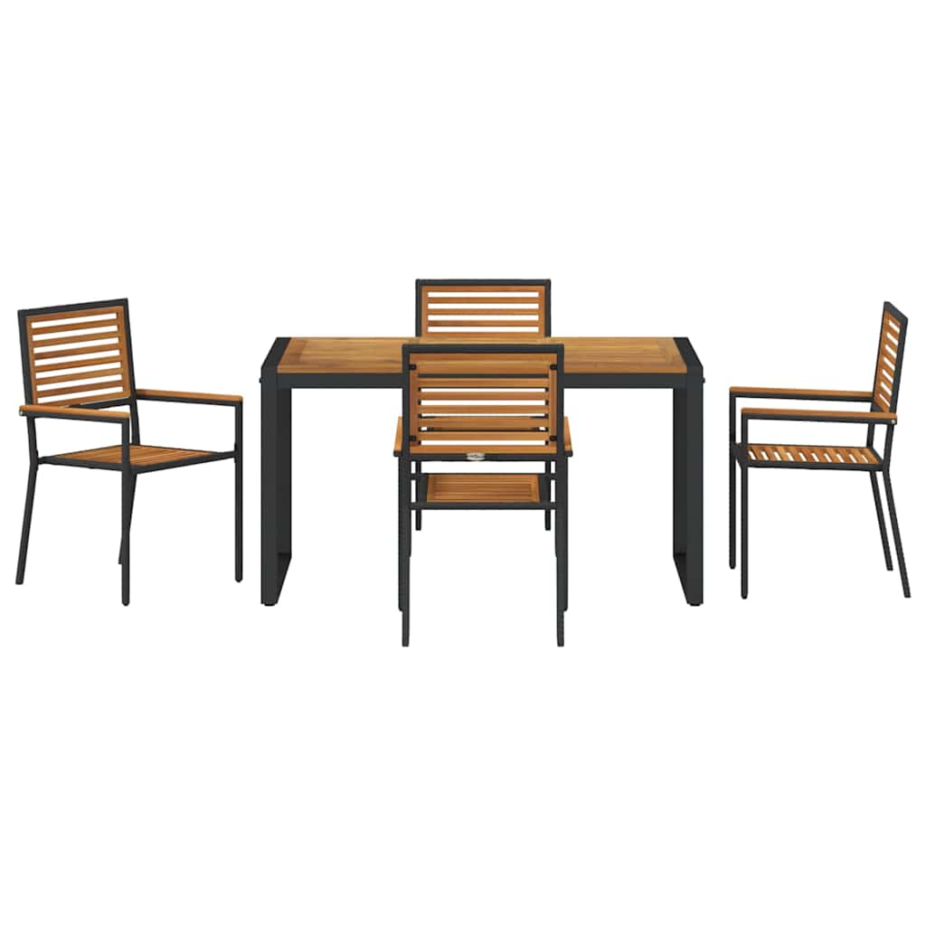Garden Dining Set 5 pcs Black and Brown Poly Rattan