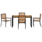 Garden Dining Set 5 pcs Black and Brown Poly Rattan