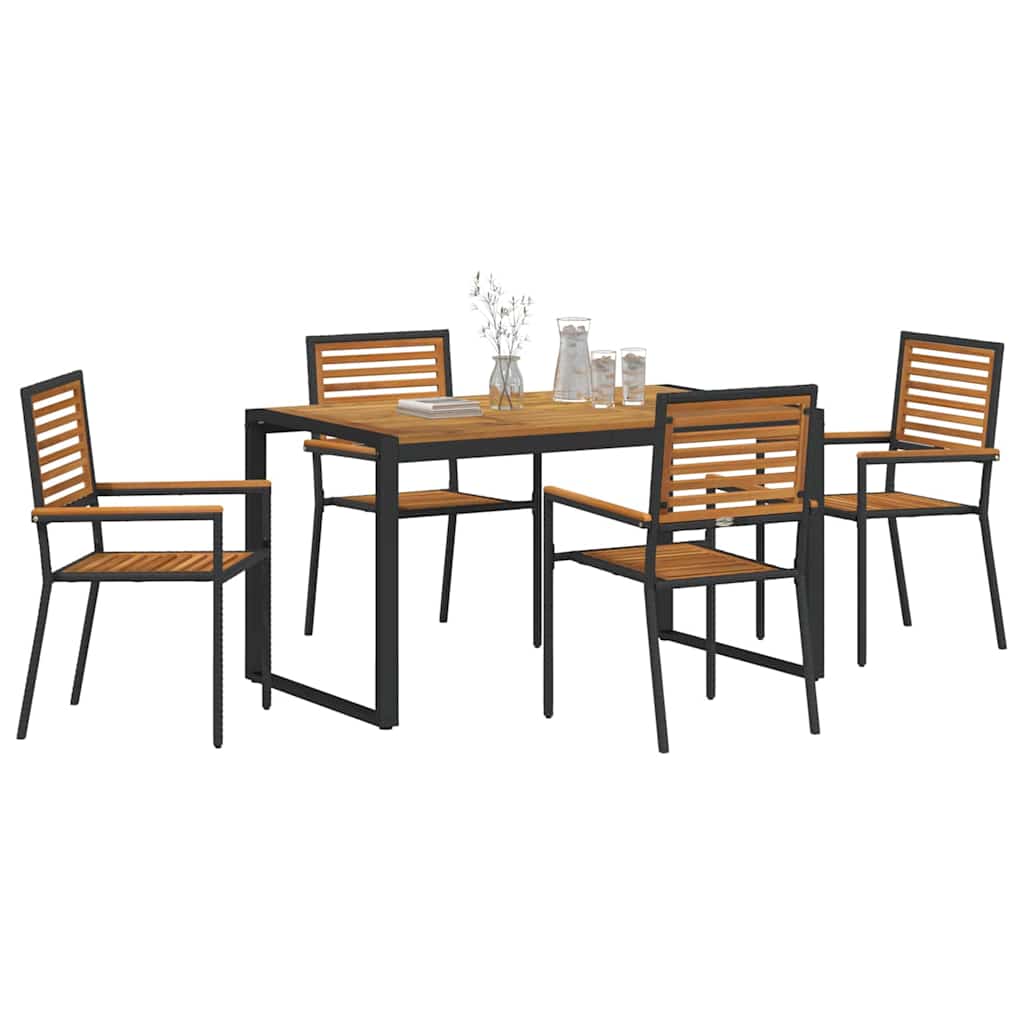 Garden Dining Set 5 pcs Black and Brown Poly Rattan