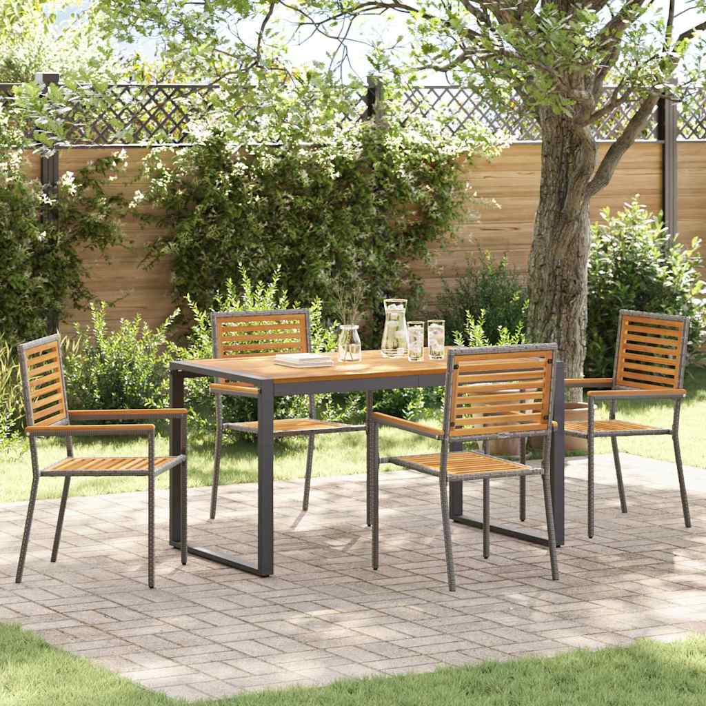 Garden Dining Set 5 pcs Grey and Brown Poly Rattan