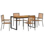 Garden Dining Set 5 pcs Grey and Brown Poly Rattan