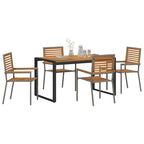 Garden Dining Set 5 pcs Grey and Brown Poly Rattan