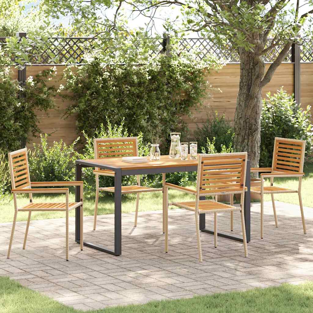 Garden Dining Set 5 pcs Beige and Brown Poly Rattan