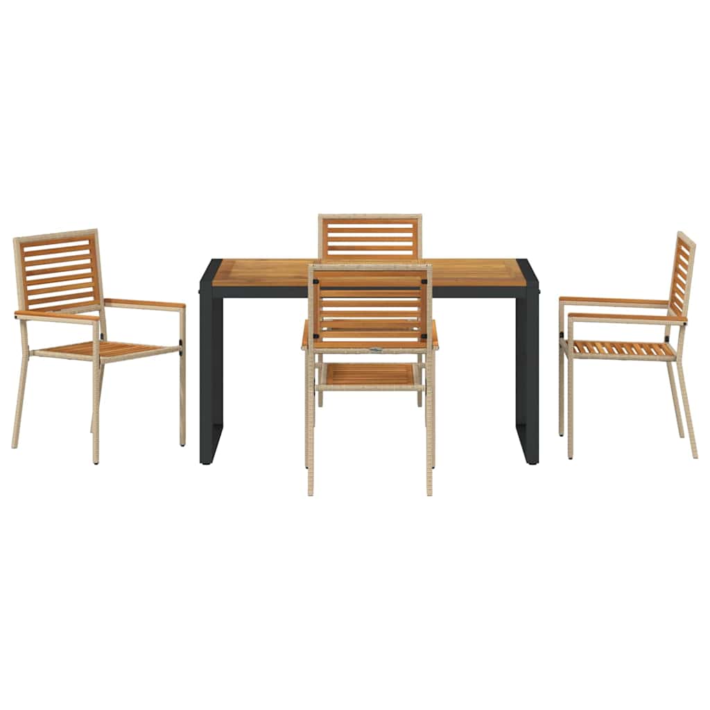 Garden Dining Set 5 pcs Beige and Brown Poly Rattan