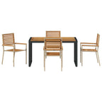 Garden Dining Set 5 pcs Beige and Brown Poly Rattan
