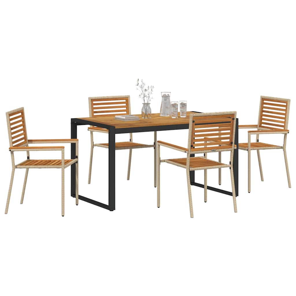 Garden Dining Set 5 pcs Beige and Brown Poly Rattan