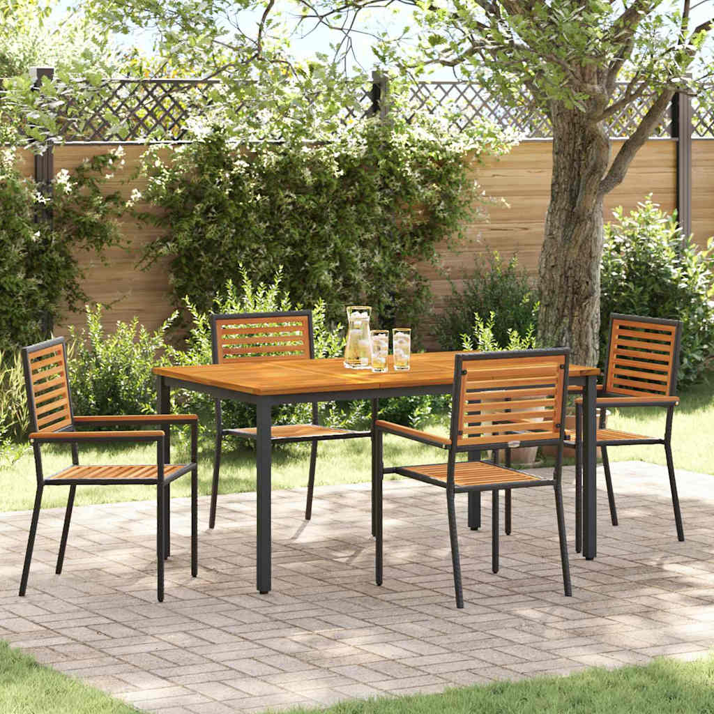 Garden Dining Set 5 pcs Black and Brown Poly Rattan
