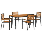 Garden Dining Set 5 pcs Black and Brown Poly Rattan