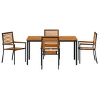 Garden Dining Set 5 pcs Black and Brown Poly Rattan