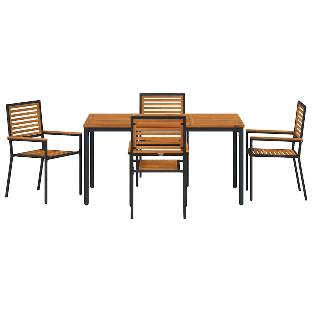 Garden Dining Set 5 pcs Black and Brown Poly Rattan