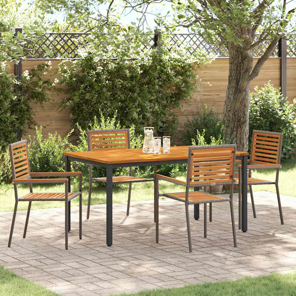 Garden Dining Set 5 pcs Grey and Brown Poly Rattan