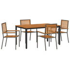 Garden Dining Set 5 pcs Grey and Brown Poly Rattan