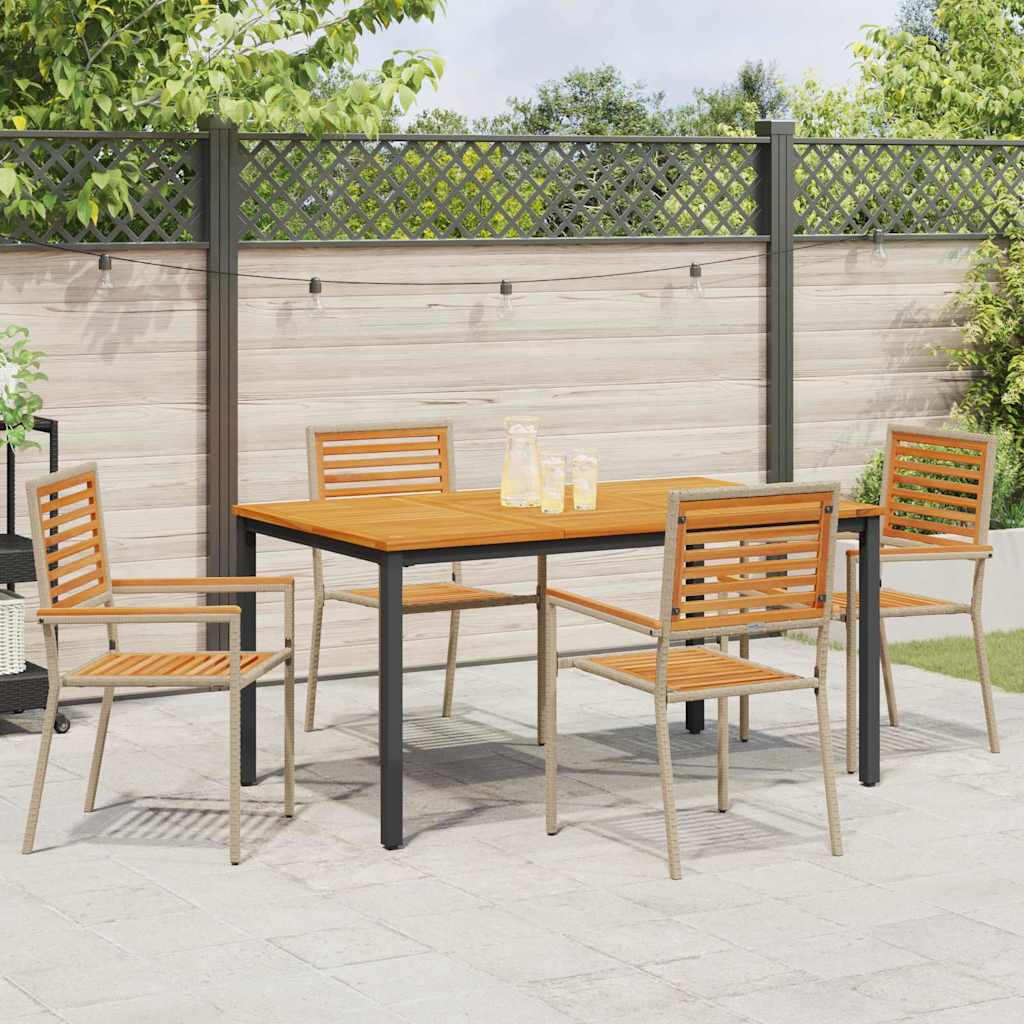 Garden Dining Set 4 pcs Beige and Brown Poly Rattan