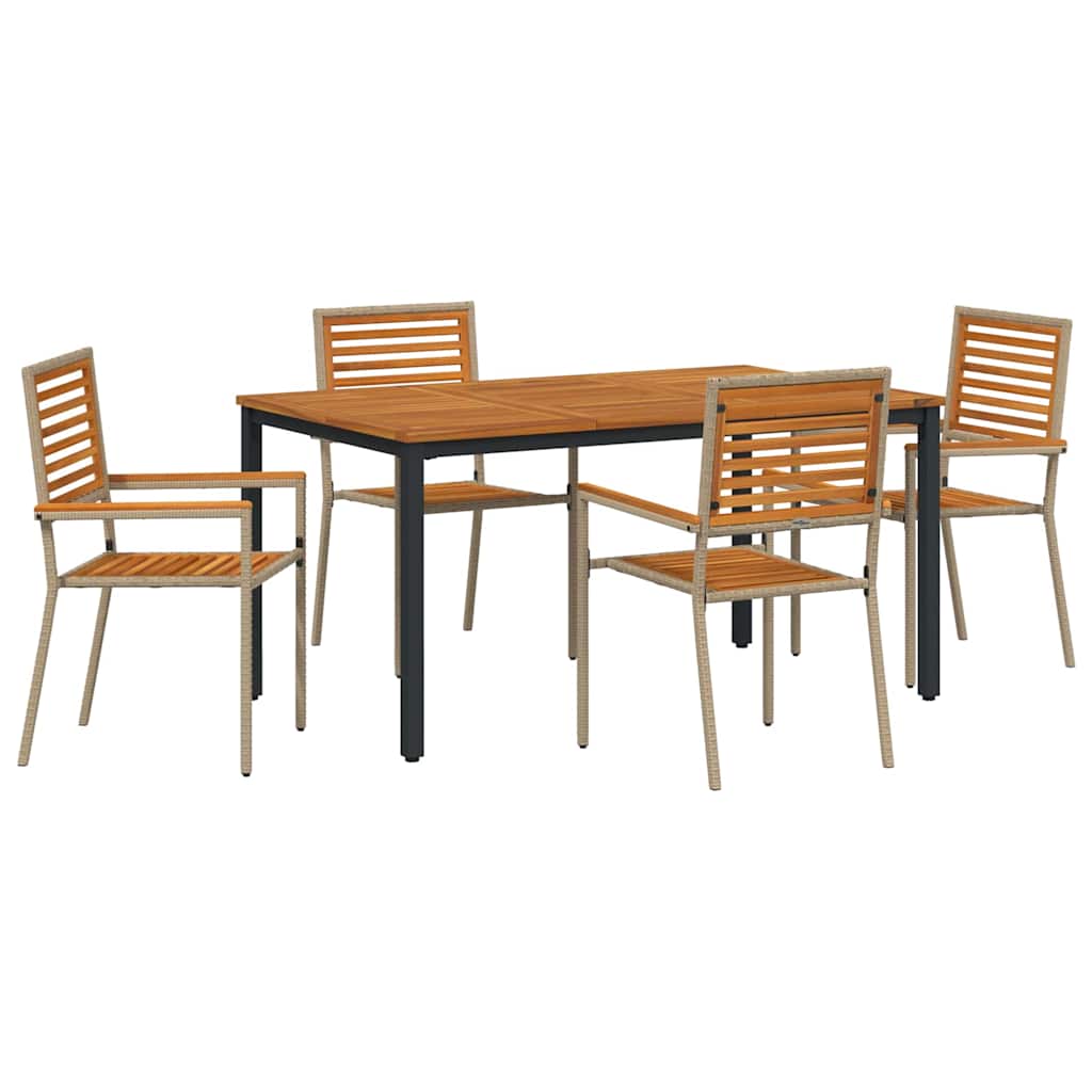 Garden Dining Set 4 pcs Beige and Brown Poly Rattan