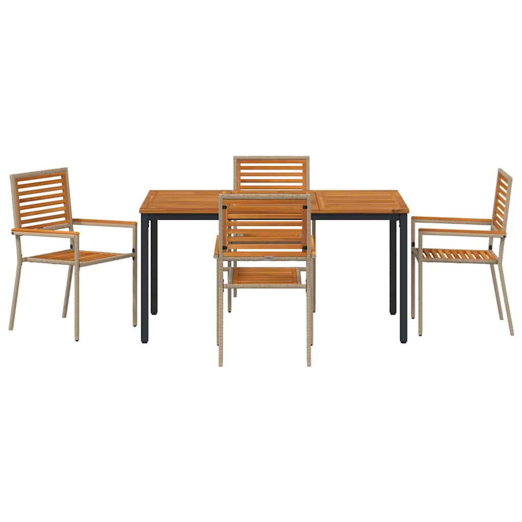 Garden Dining Set 4 pcs Beige and Brown Poly Rattan