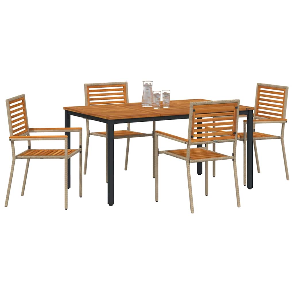 Garden Dining Set 4 pcs Beige and Brown Poly Rattan