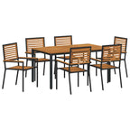 Garden Dining Set 7 pcs Black and Brown Poly Rattan