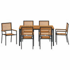 Garden Dining Set 7 pcs Black and Brown Poly Rattan
