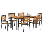 Garden Dining Set 7 pcs Black and Brown Poly Rattan