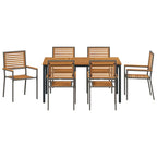Garden Dining Set 7 pcs Grey and Brown Poly Rattan