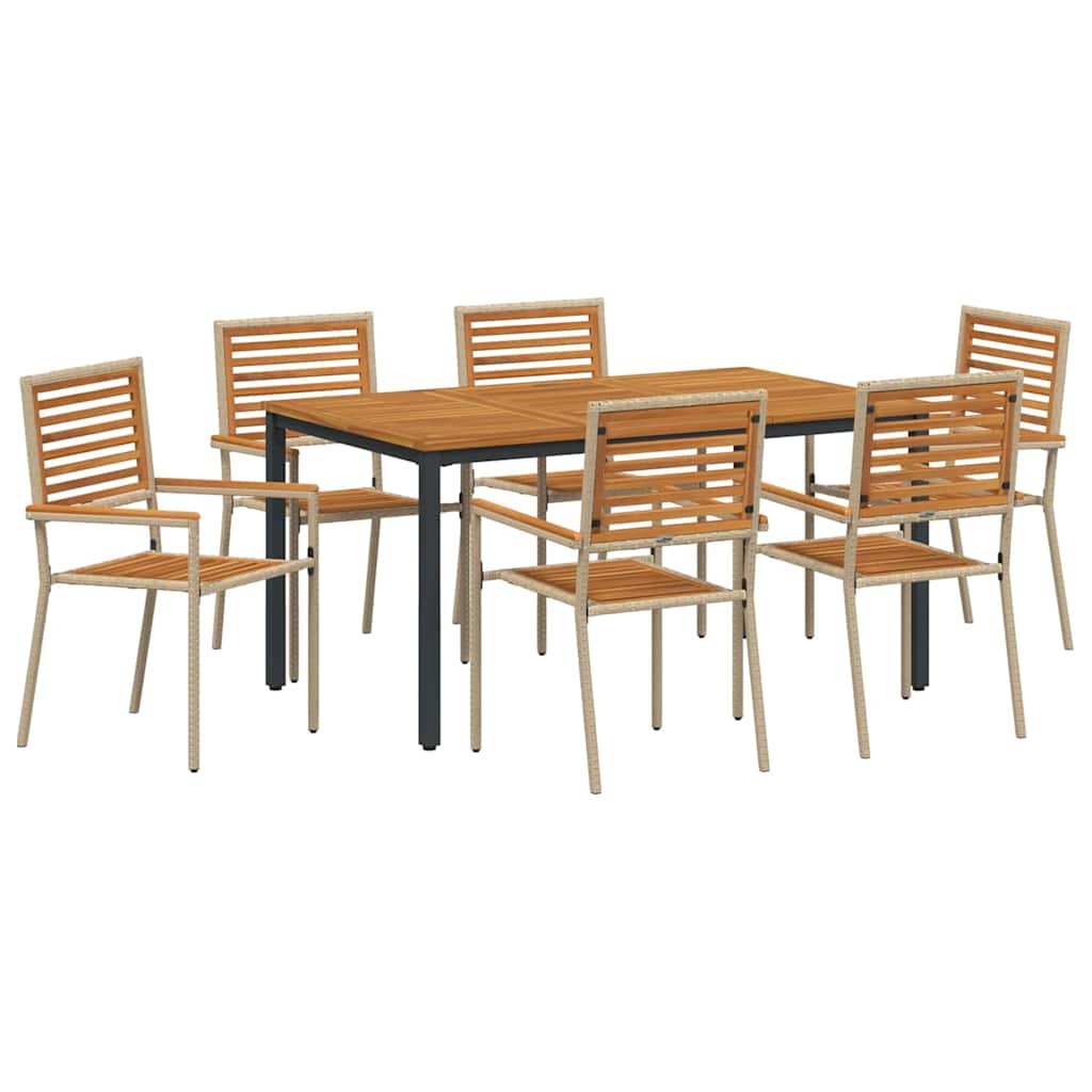 Garden Dining Set 7 pcs Beige and Brown Poly Rattan
