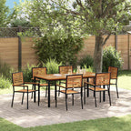 Garden Dining Set 7 pcs Black and Brown Poly Rattan