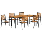 Garden Dining Set 7 pcs Black and Brown Poly Rattan