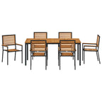 Garden Dining Set 7 pcs Black and Brown Poly Rattan