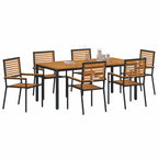 Garden Dining Set 7 pcs Black and Brown Poly Rattan