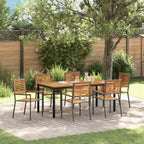 Garden Dining Set 7 pcs Grey and Brown Poly Rattan