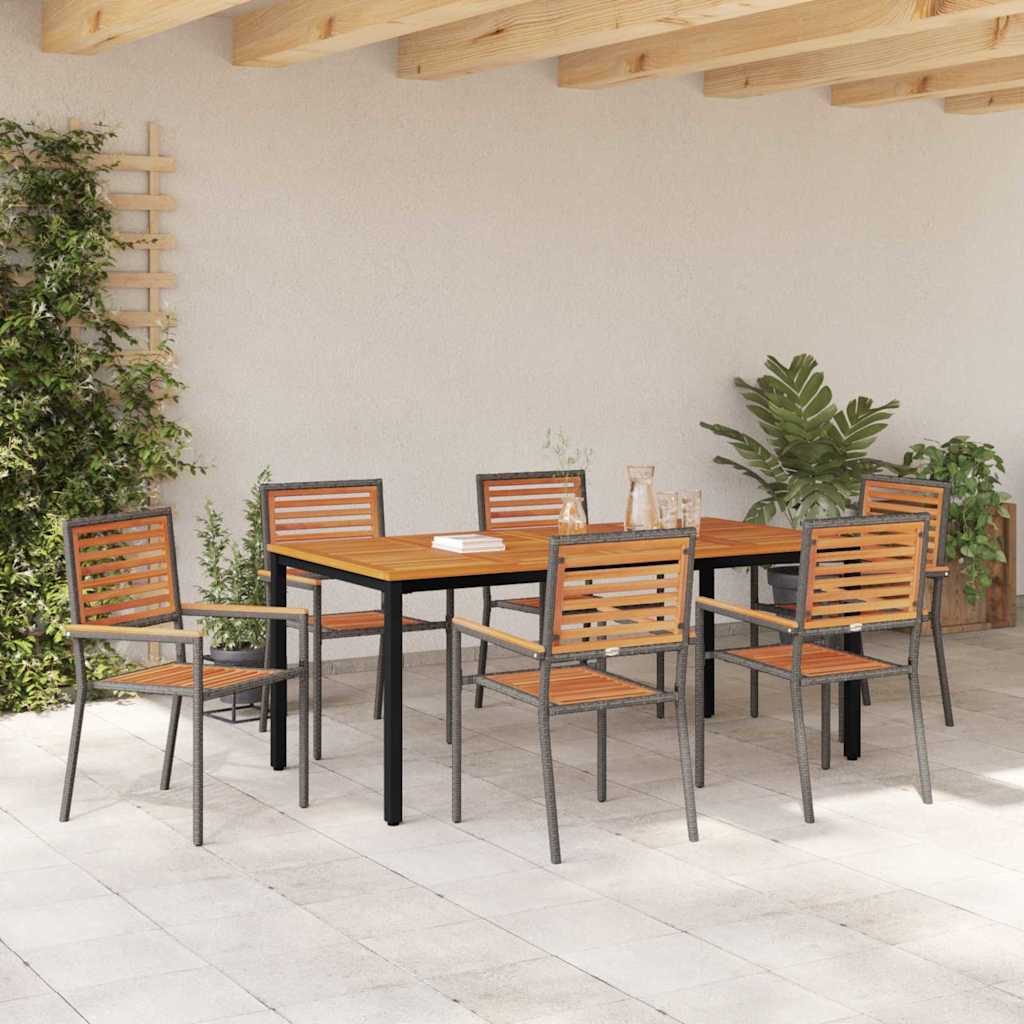 Garden Dining Set 7 pcs Grey and Brown Poly Rattan