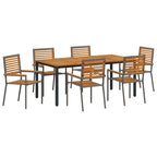 Garden Dining Set 7 pcs Grey and Brown Poly Rattan