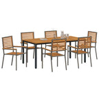 Garden Dining Set 7 pcs Grey and Brown Poly Rattan