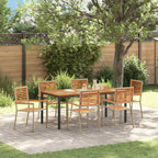 Garden Dining Set 7 pcs Beige and Brown Poly Rattan