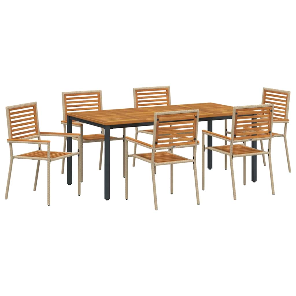 Garden Dining Set 7 pcs Beige and Brown Poly Rattan