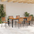 Garden Dining Set 7 pcs Grey and Brown Poly Rattan